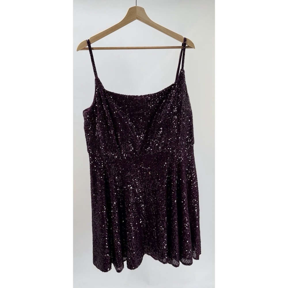 Morgan Company Sequin Skater Purple Plum Knee Length Party Dress Plus Size 20W
